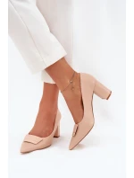Lodičky na podpatku s ozdobou béžové Celira
