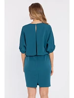 M904 Blůzové šaty s rozparkem na zádech - oceánsky modré