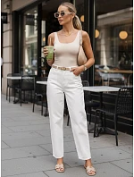 Dámské džíny mom fit s páskem a vysokým sedem bílé FashionStreet UY3062