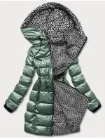 Zelená oboustranná dámská metalická bunda (R8070)