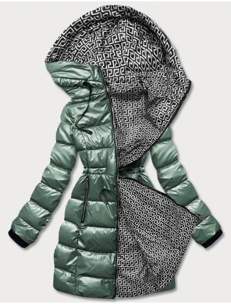 Zelená oboustranná dámská metalická bunda (R8070)