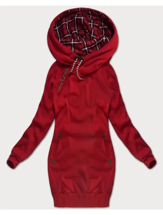 Červená dlouhá dámská mikina (AMG-738/1)