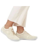 Dámské perforované béžové kožené polobotky Rieker 52546-60 Dámské perforované béžové kožené polobotky Rieker 52546-60