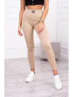 Žebrované legíny béžové