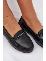 Ploché Kožené Mokasíny S Ozdobou S.Barski LR51-547 Černé