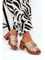 Dámské Pantofle Na Podpatku Z Eko Kůže Béžové Kikilla Dámské Pantofle Na Podpatku Z Eko Kůže Béžové Kikilla