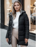Dámská oboustranná bunda PURRBREEZ dlouhá prošívaná bunda s kapucí černá FashionStreet TY4661