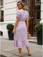 Dámské midi šaty s květinovým vzorem modré FashionStreet EY2660 Dámské midi šaty s květinovým vzorem modré FashionStreet EY2660