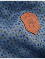 Světle modrá rozepínací mikina s kapucí a se vzorem drobných srdíček (2316)