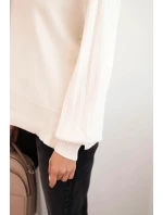 Dámský viskózový svetr s dlouhým rukávem a rozparkem po stranách béžový