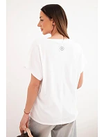 Dámská bavlněná halenka s výstřihem do V a krátkým rukávem bílá