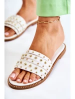 Dámské kožené pantofle s zdobením bílým Brien