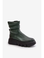 Dámské Kožené Boty Na Zip Zateplené Filcem Tmavozelené Zazoo 60512 Dámské Kožené Boty Na Zip Zateplené Filcem Tmavozelené Zazoo 60512