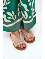 Ploché sandály s ozdobou béžové Haliones