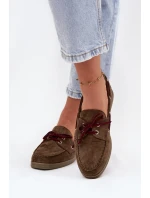 Polobotky Mokasiny Dámské S Vázáním Tmavě Zelené Calivra