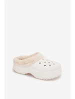 Dámské pěnové pantofle zateplené kožíškem – bílé Palvine