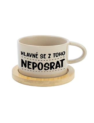 HLAVNĚ SE Z TOHO NEPOSRAT - krémový hrníček makronka 200 ml HLAVNĚ SE Z TOHO NEPOSRAT - krémový hrníček makronka 200 ml