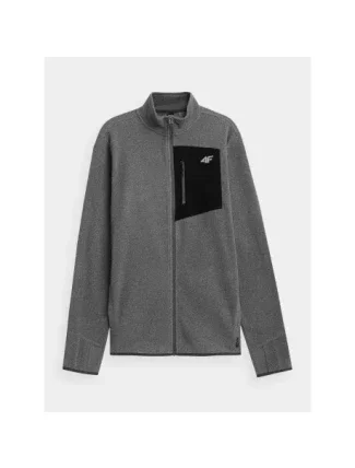 Pánská fleecová mikina H4L21-PLM060 šedá - 4F