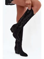 Dámské kozačky na podpatku LG-129 Černá - Stephan Paris