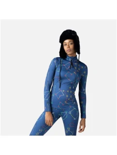 Rossignol W Booster 1/2 Zip Top tričko modrá