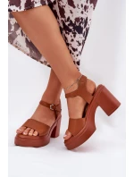 Dámské Sandály Na Masivním Podpatku A Platformě Z Eko Kůže Camel Korlevia