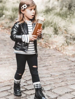 Dětské Kožené Kozačky Se Zipem Černe Omua