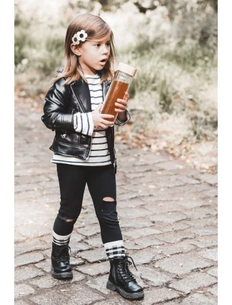 Dětské Kožené Kozačky Se Zipem Černe Omua