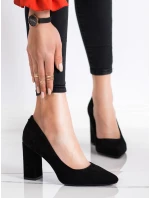 Klasické  lodičky dámské černé na širokém podpatku