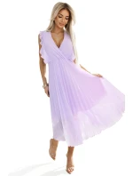 315-7 EMILY plisované šaty s volánky a výstřihem - barva CHRISTMAS