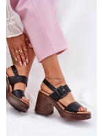 Dámské sandály na masivním podpatku a platformě Černé Vinceza 17387 Dámské sandály na masivním podpatku a platformě Černé Vinceza 17387