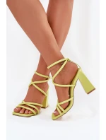 Dámské sandály na podpatku s pásky limetkové Ciarilora