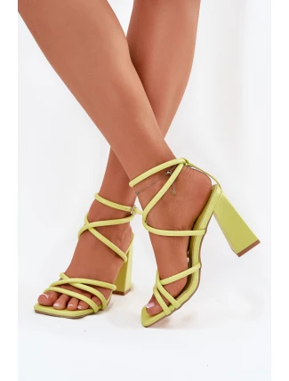 Dámské sandály na podpatku s pásky limetkové Ciarilora