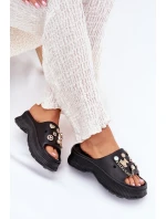 Pěnové Dámské Sandały Se Zlatými Doplňky Černé Hortiana Pěnové Dámské Sandały Se Zlatými Doplňky Černé Hortiana