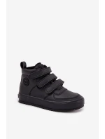 Zateplené boty sneakers pro děti na suchý zip Big Star SS374070 Černé