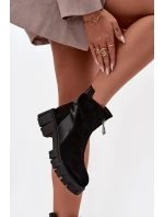 Dámské zateplené kotníkové boty z přírodního semiše D&A – černé