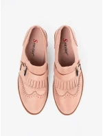 Pěkné  mokasíny růžové dámské na plochém podpatku