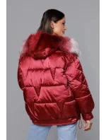 Krátká oversize bunda ve vínové bordó barvě (H-1109-25) Krátká oversize bunda ve vínové bordó barvě (H-1109-25)