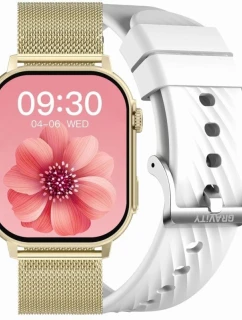 Dámské chytré hodinky GRAVITY GT15-10 s bílým silikonovým řemínkem + zlatý náramek