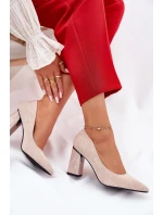 Elegantní Lodičky Na Podpatku V Růžové Vinceza 62223 Béžové