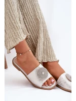 Dámské Pantofle Na Plochém Podpatku S Ozdobou S.Barski KV51-013 Stříbrné