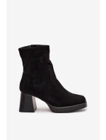 Dámské Botky Na Podpatku Z Eko Semiše Se Zipem Černé Serinna Dámské Botky Na Podpatku Z Eko Semiše Se Zipem Černé Serinna