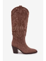 Dámské kozaki na podpatku z eko semiše khaki Coretta Dámské kozaki na podpatku z eko semiše khaki Coretta