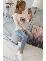 Letní dívčí halenka s potiskem pudrově růžová Letní dívčí halenka s potiskem pudrově růžová