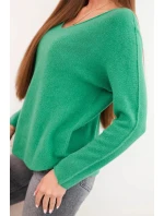 Svetr dámský z viskózy s výstřihem do V zelený