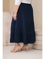 Dámská sukně Plus Size z bavlněného mušelínu s volánem a gumičkou námořnická modrá