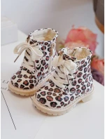 Ošetřené dětské boty na zip Bežovo-hnědé Dolida