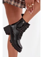 Kožené dámské kotníčkové boty na klínku vyhřívané Vinceza 86418 Černé