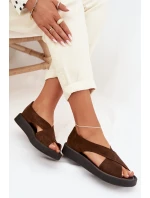 Dámské sandály Zazoo 3196 z přírodního semiše hnědé