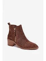 Dámské perforované kotníkové boty Vinceza 58621 Hnědé