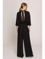 S397 Kombinéza s širokými rukávy a rozdělenými zády - černá